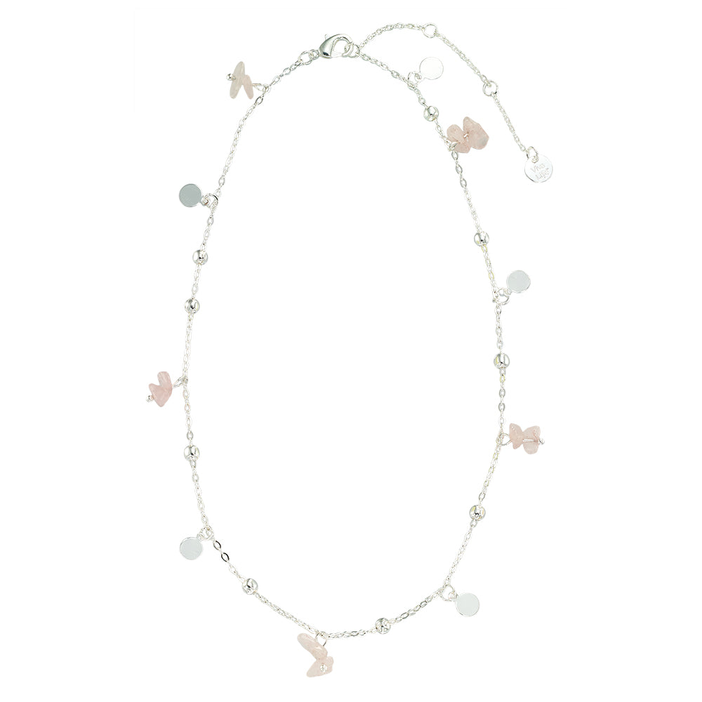 Stone Metal Disc 15&quot; Necklace