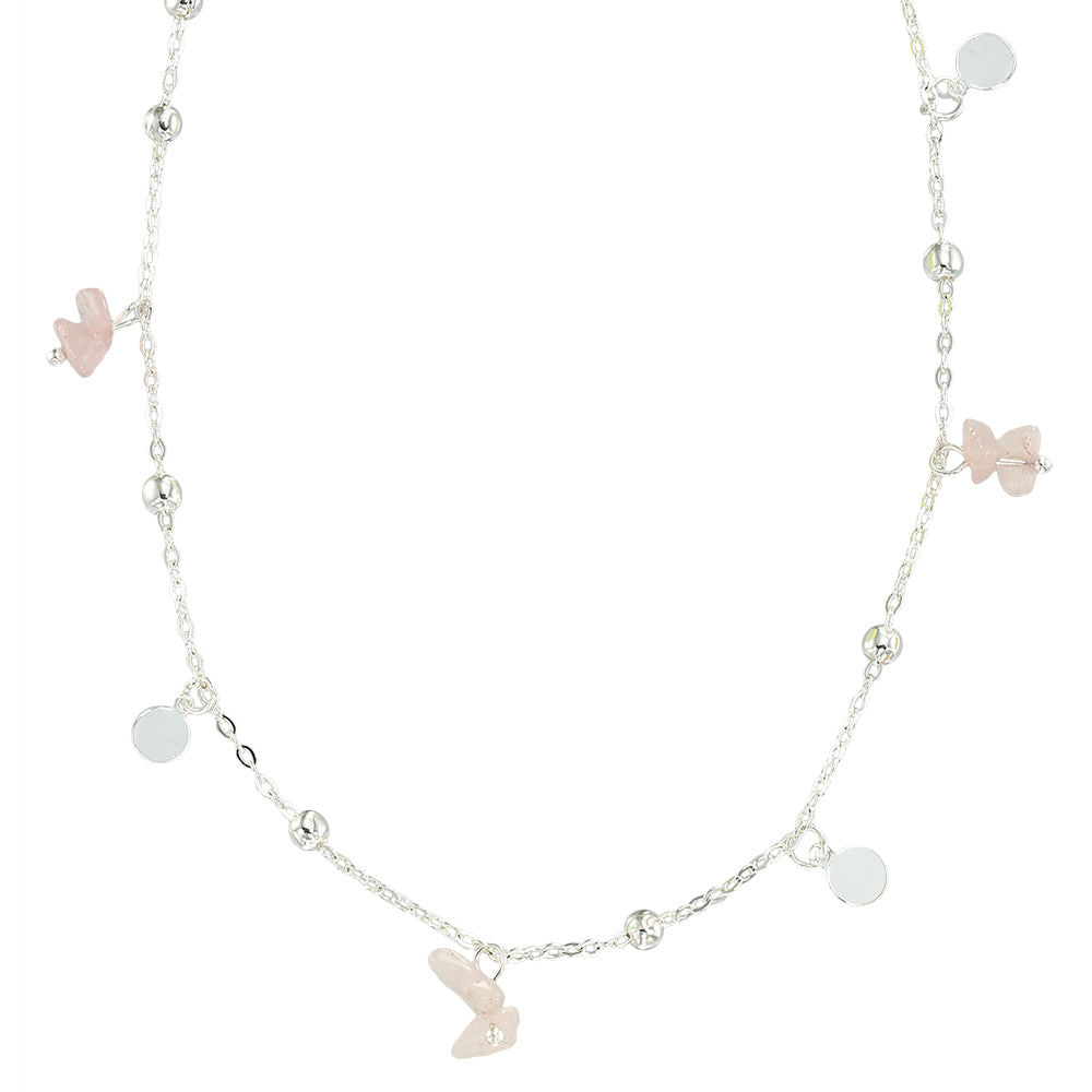 Stone Metal Disc 15" Necklace