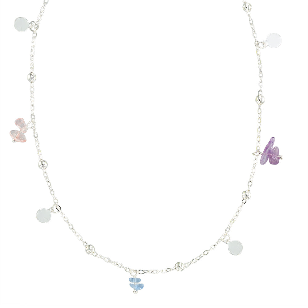 Stone Metal Disc 15" Necklace
