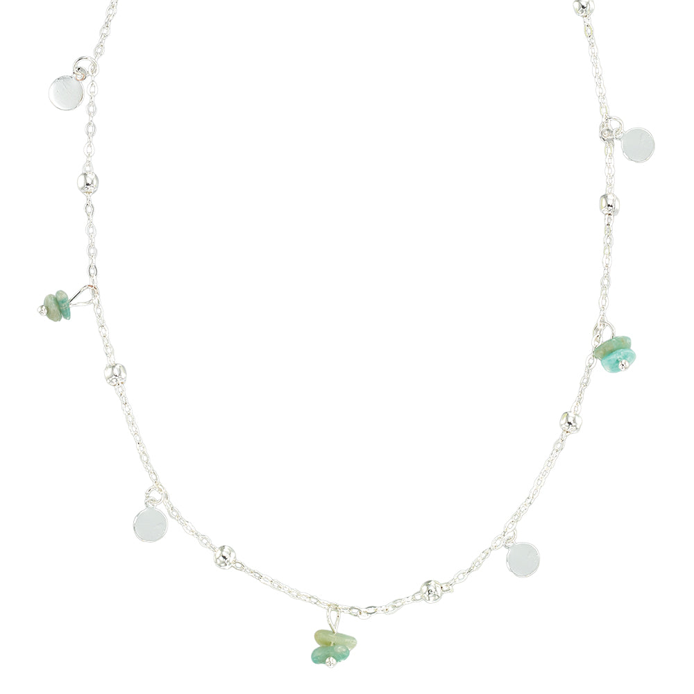 Stone Metal Disc 15" Necklace