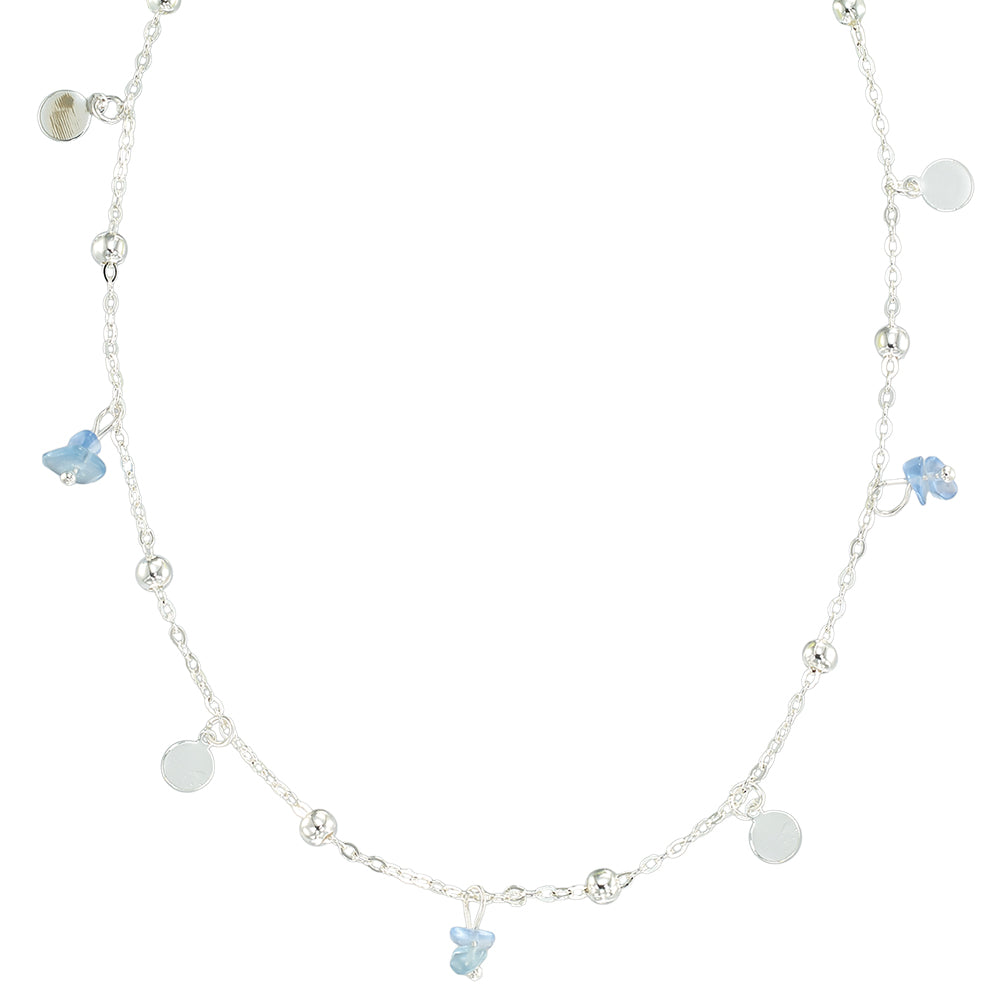 Stone Metal Disc 15" Necklace