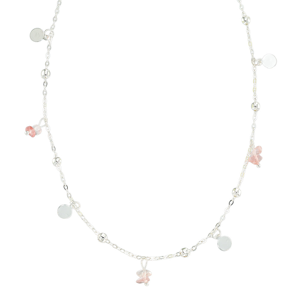 Stone Metal Disc 15" Necklace