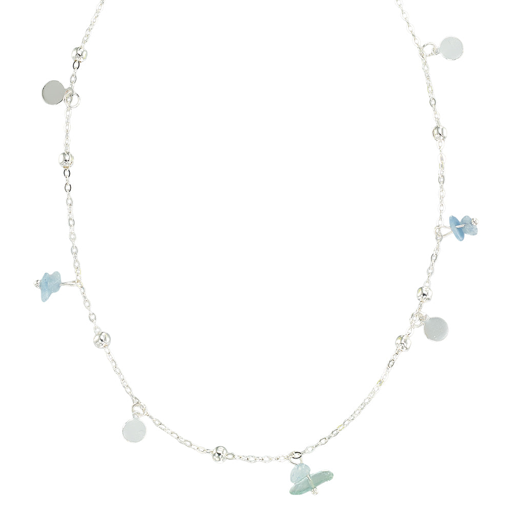 Stone Metal Disc 15" Necklace