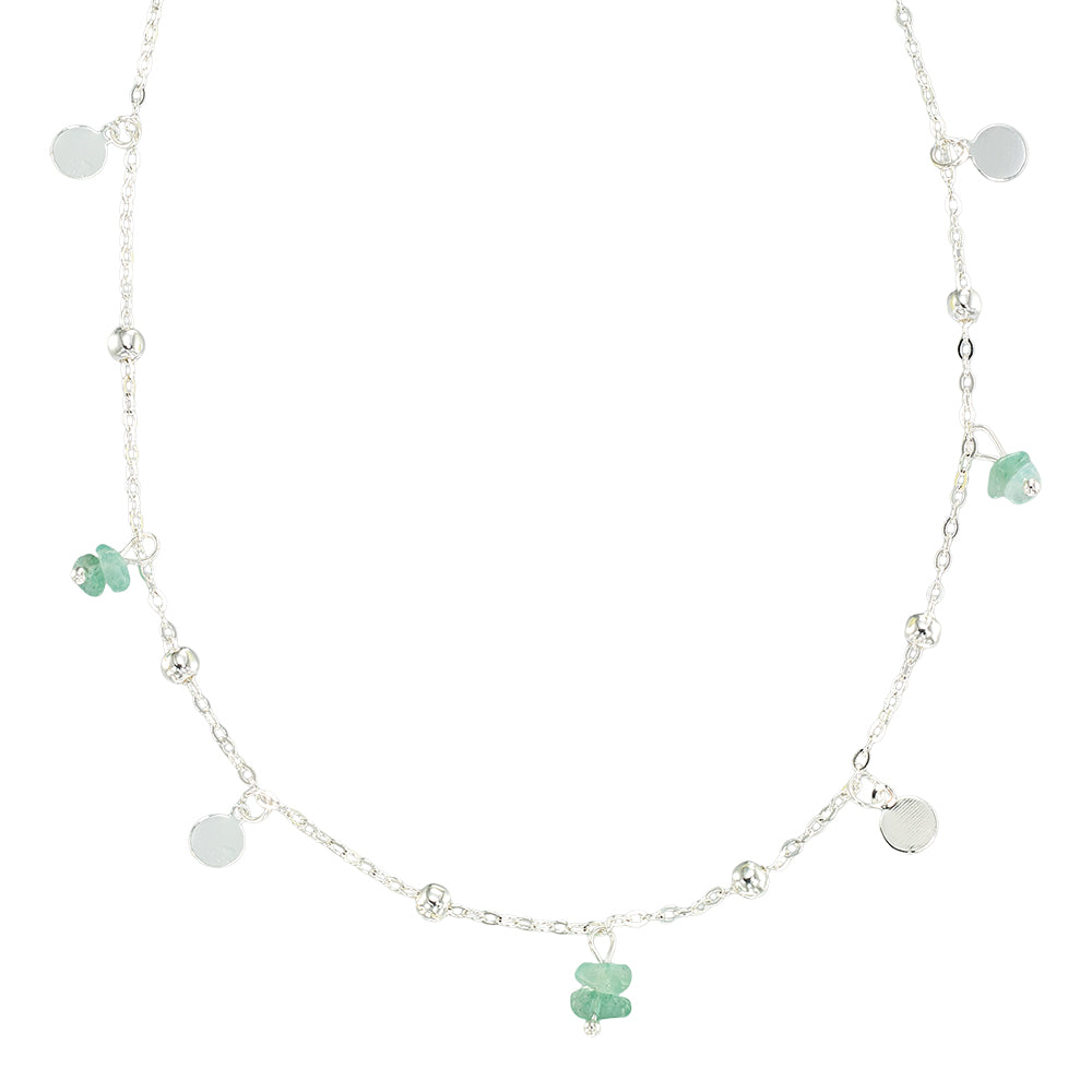 Stone Metal Disc 15" Necklace