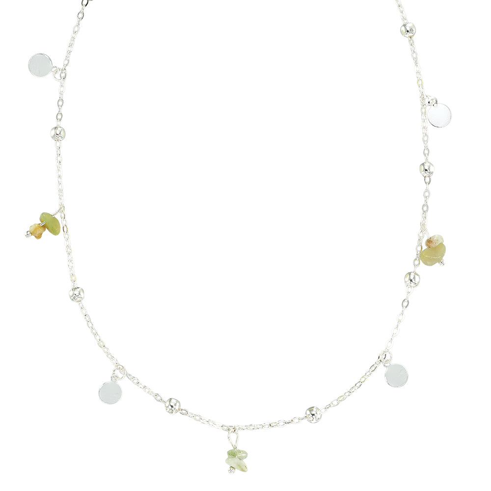 Stone Metal Disc 15" Necklace