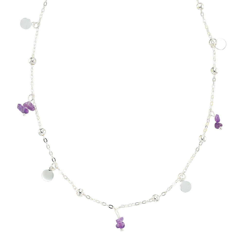 Stone Metal Disc 15" Necklace