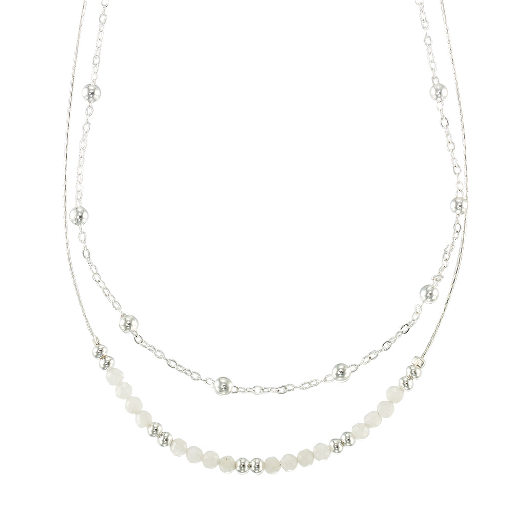 Silver Double Stone 16" Necklace