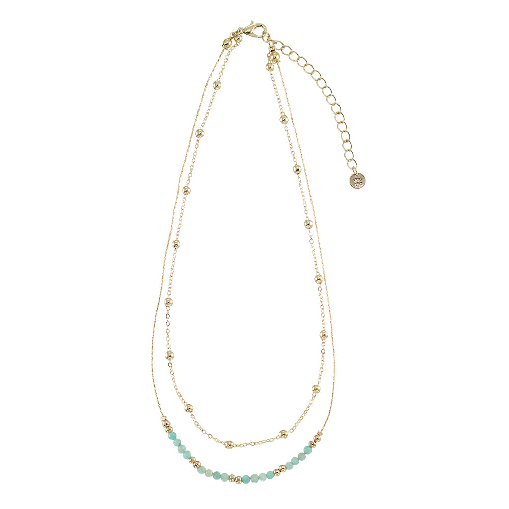 Gold Double Stone 16&quot; Necklace