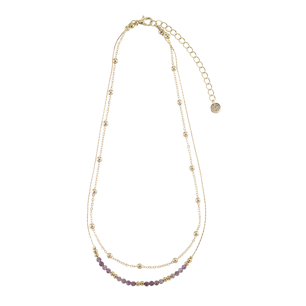 Gold Double Stone 16&quot; Necklace