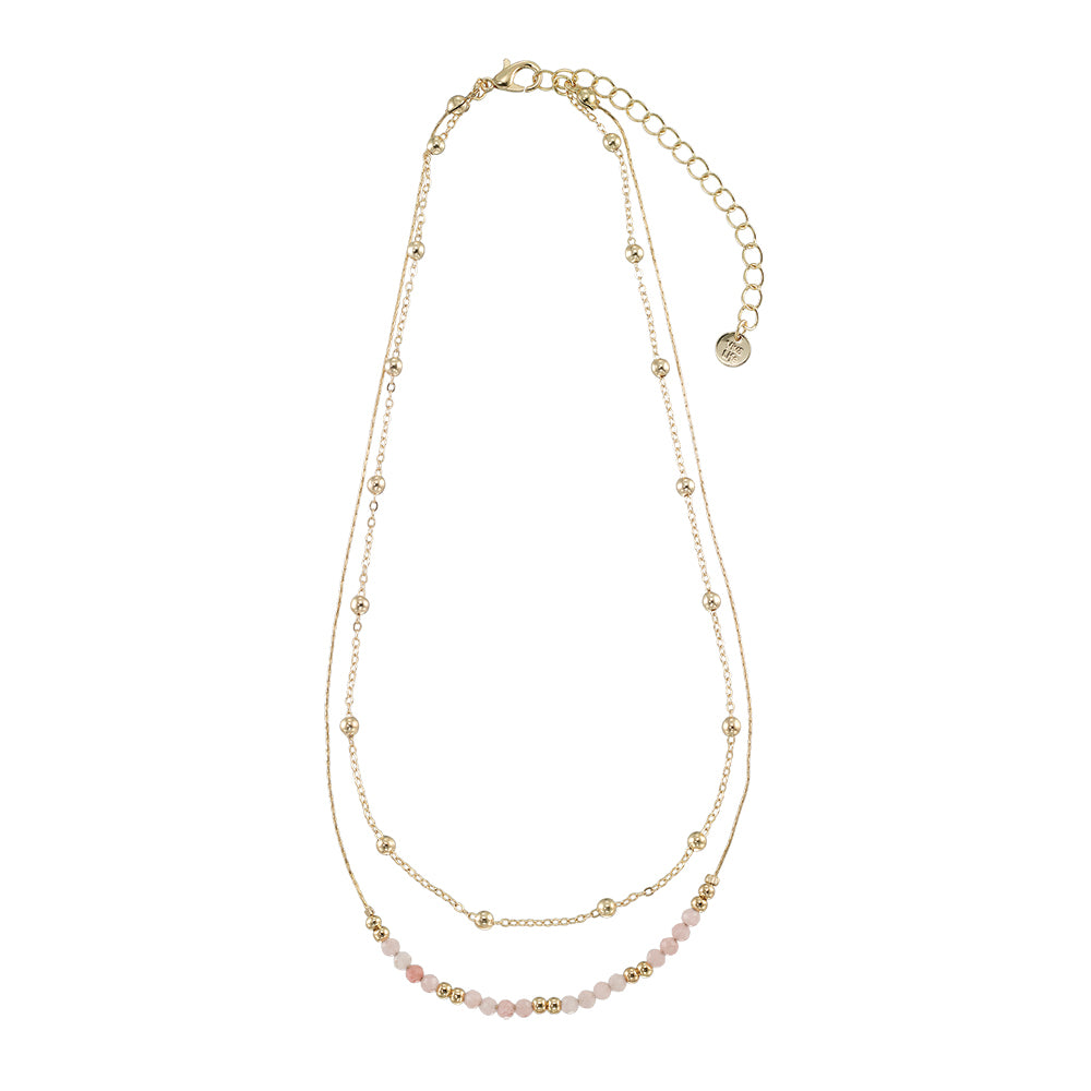 Gold Double Stone 16&quot; Necklace