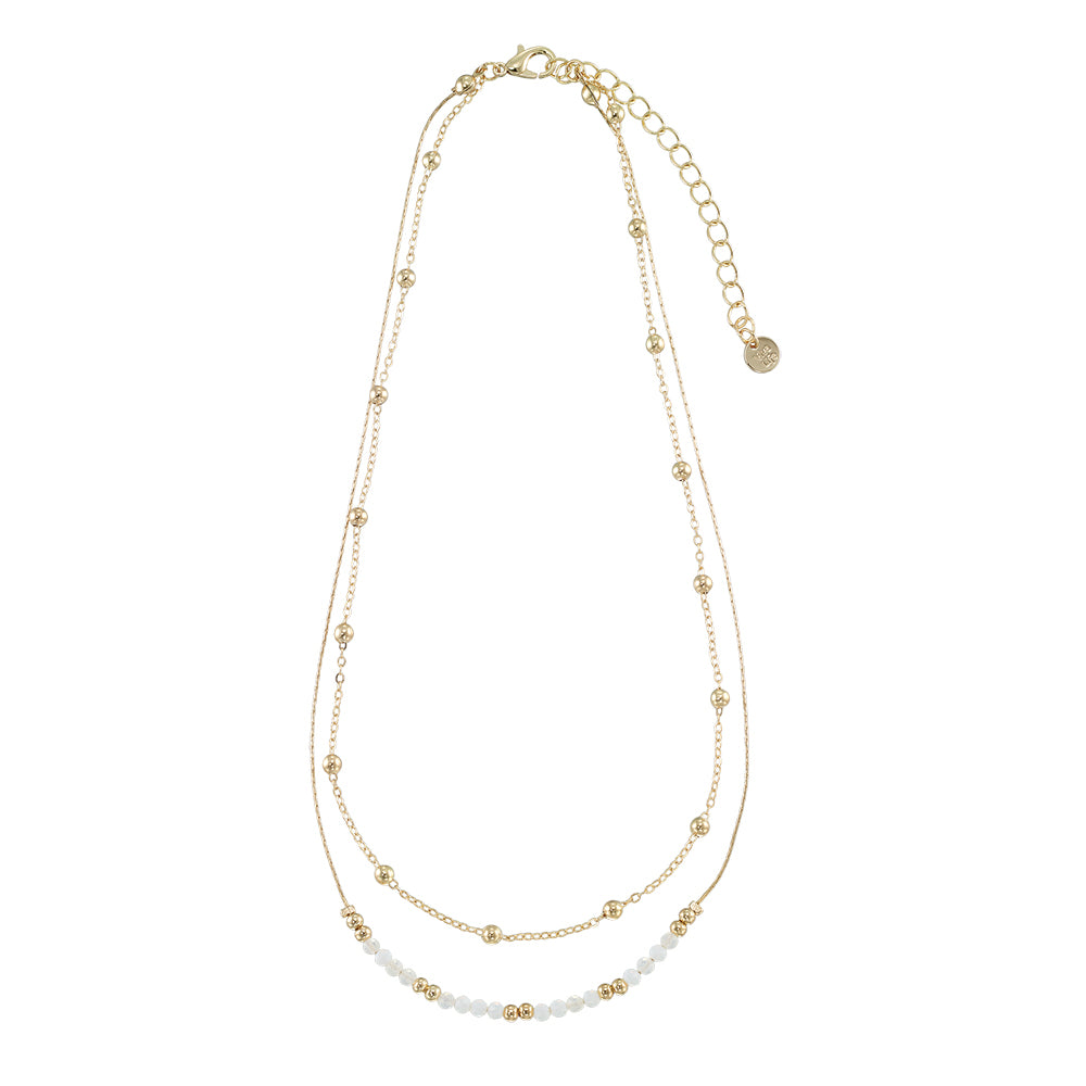 Gold Double Stone 16&quot; Necklace