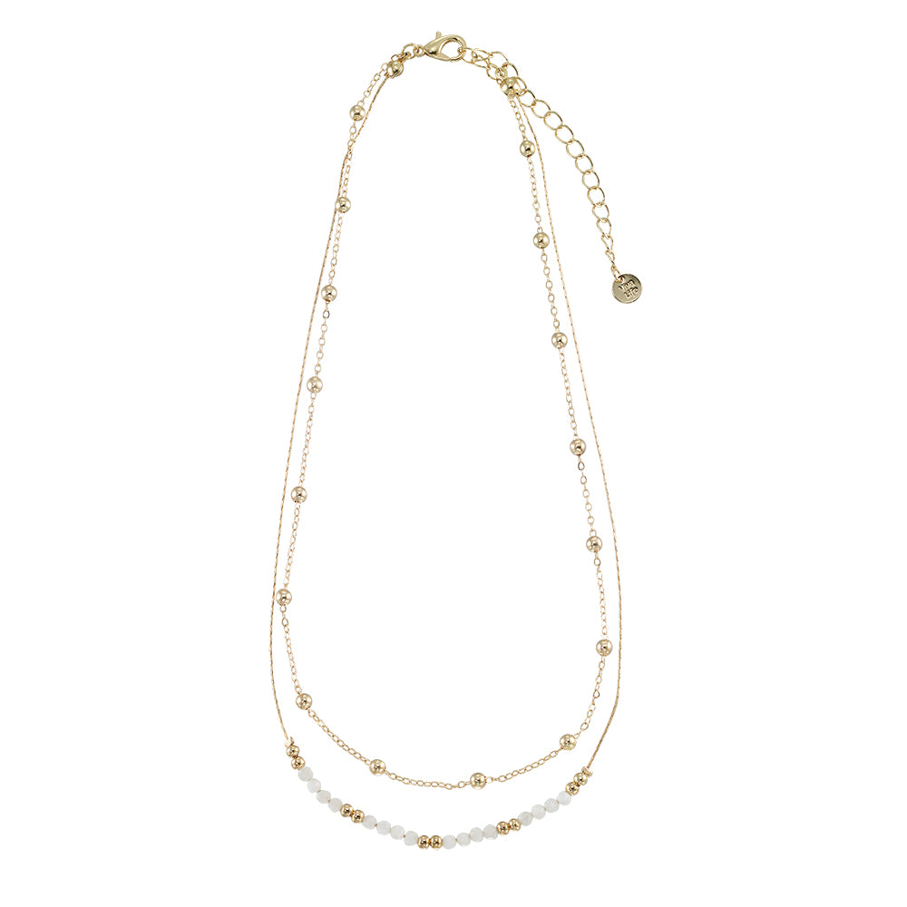Gold Double Stone 16&quot; Necklace