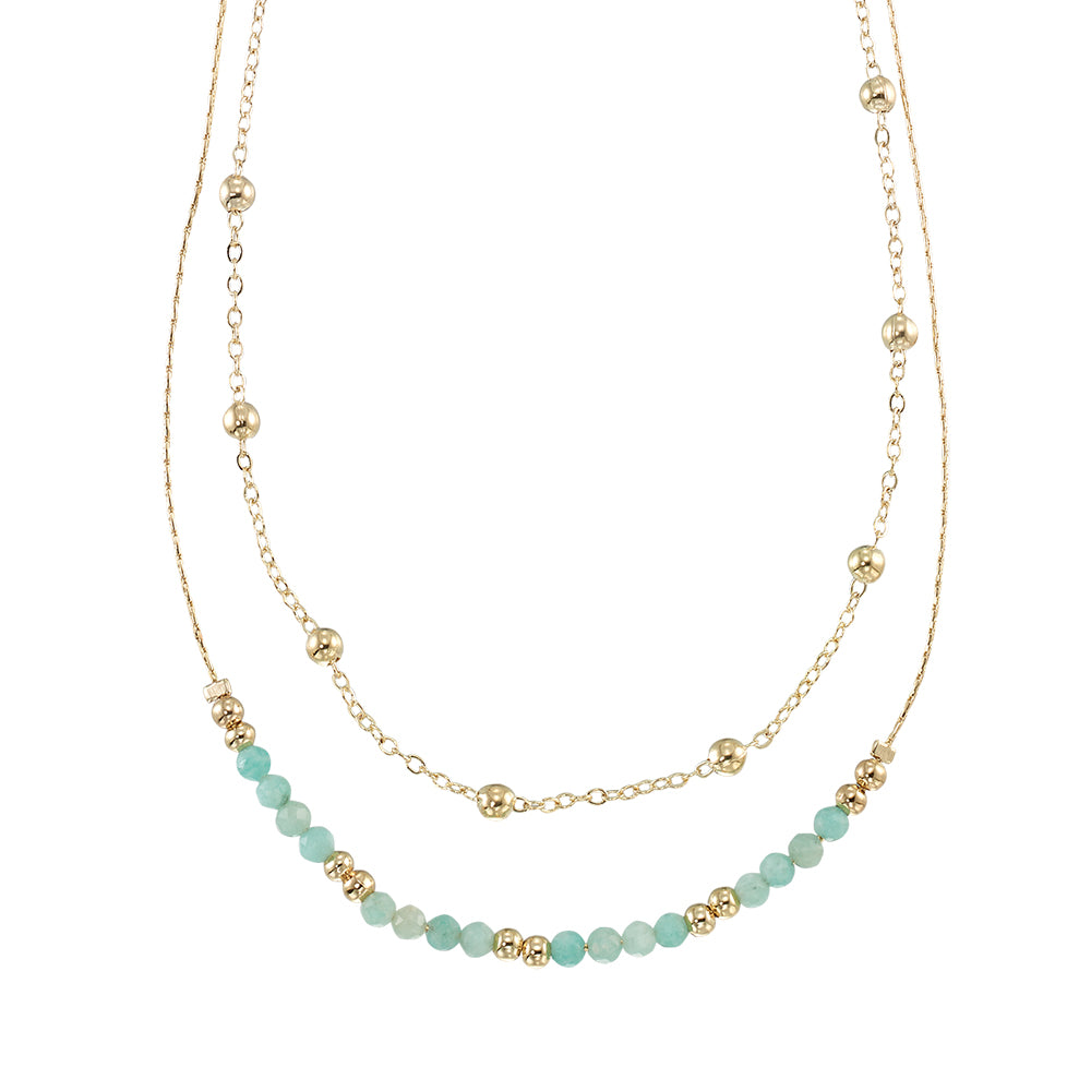 Gold Double Stone 16" Necklace