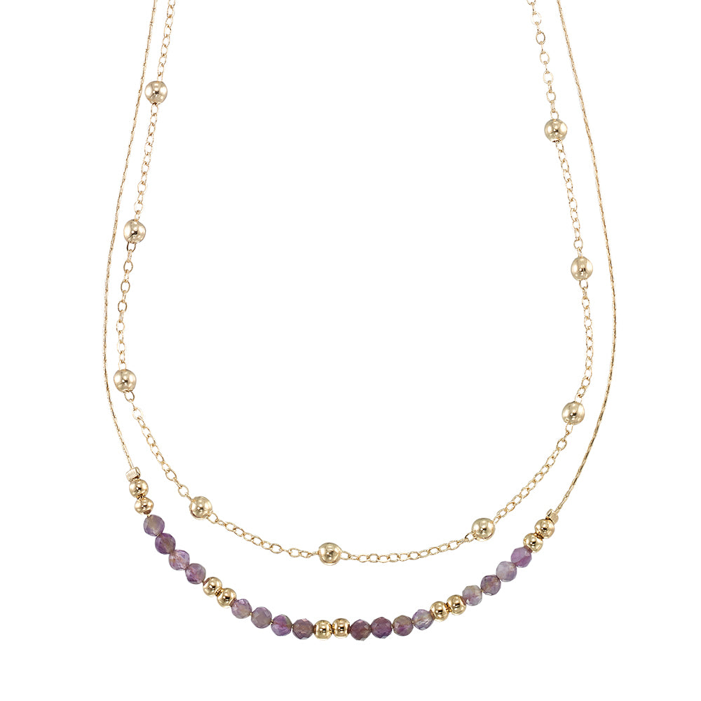 Gold Double Stone 16" Necklace