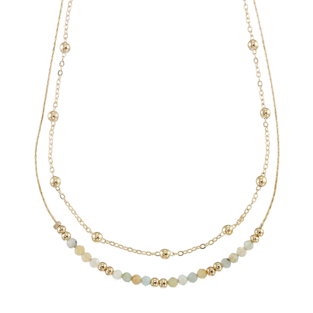 Gold Double Stone 16" Necklace