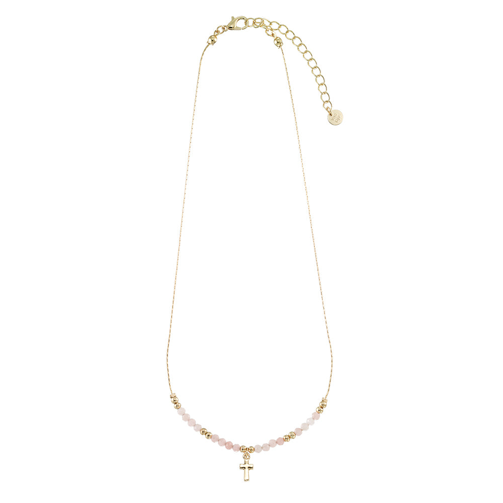 Gold Cross Stone 16" Necklace