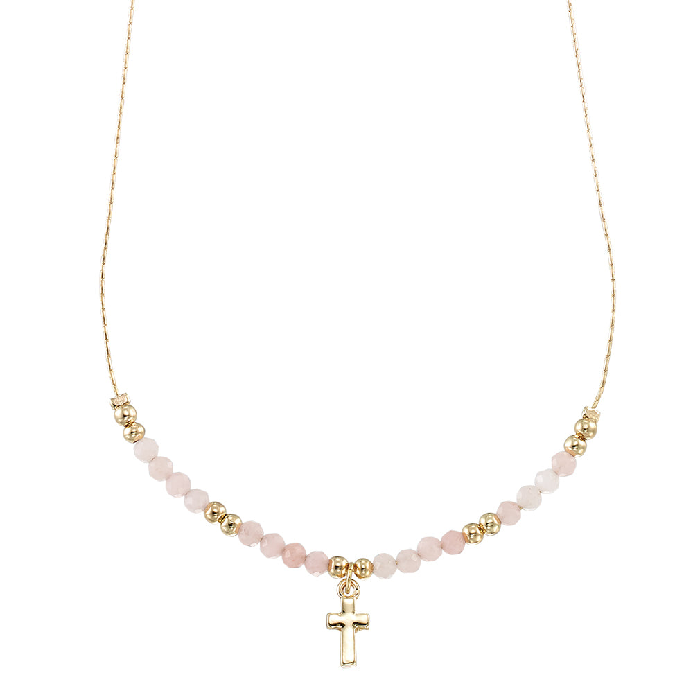Gold Cross Stone 16" Necklace