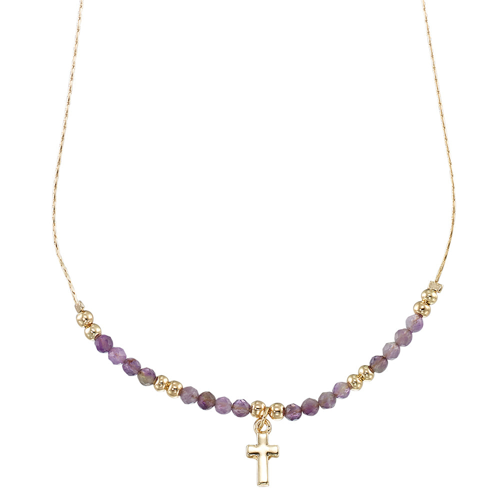 Gold Cross Stone 16" Necklace