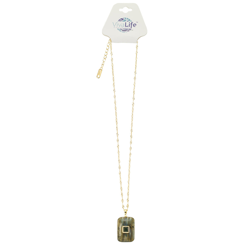 Square Stone Pendant Necklace
