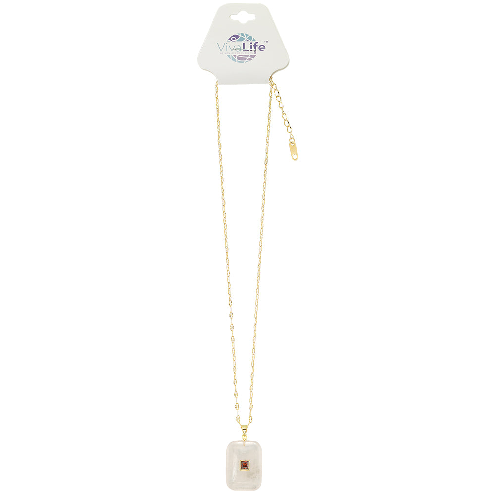 Square Stone Pendant Necklace