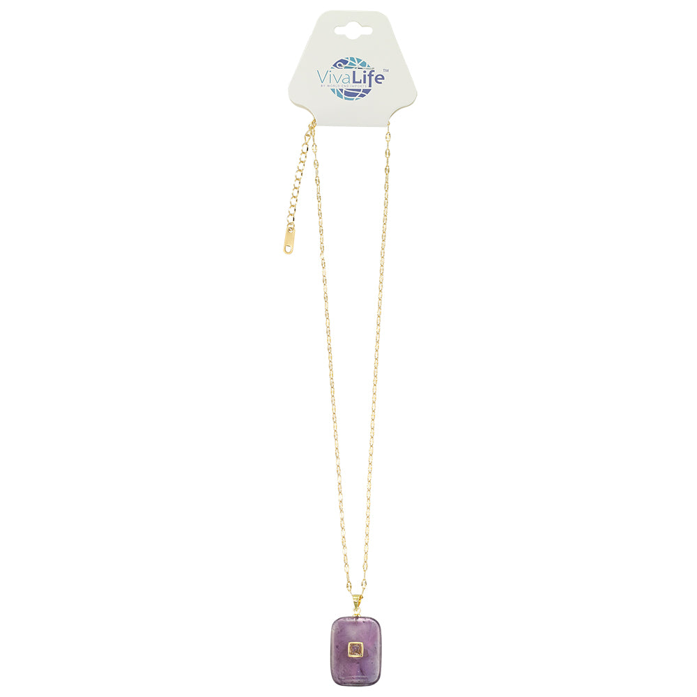 Square Stone Pendant Necklace