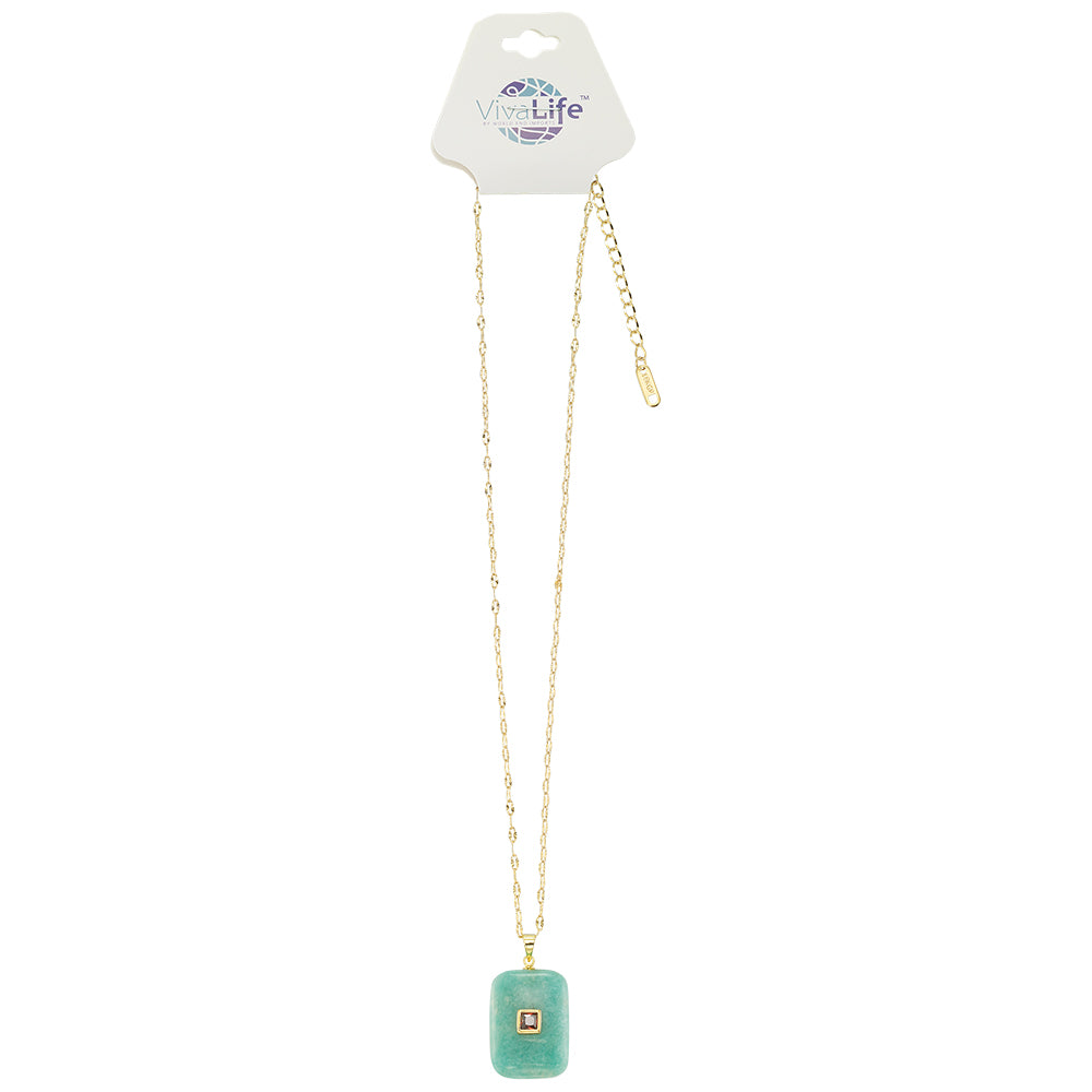 Square Stone Pendant Necklace