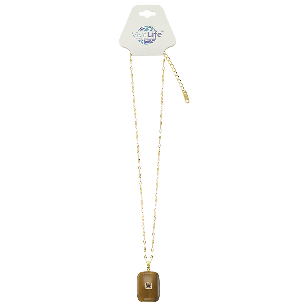Square Stone Pendant Necklace