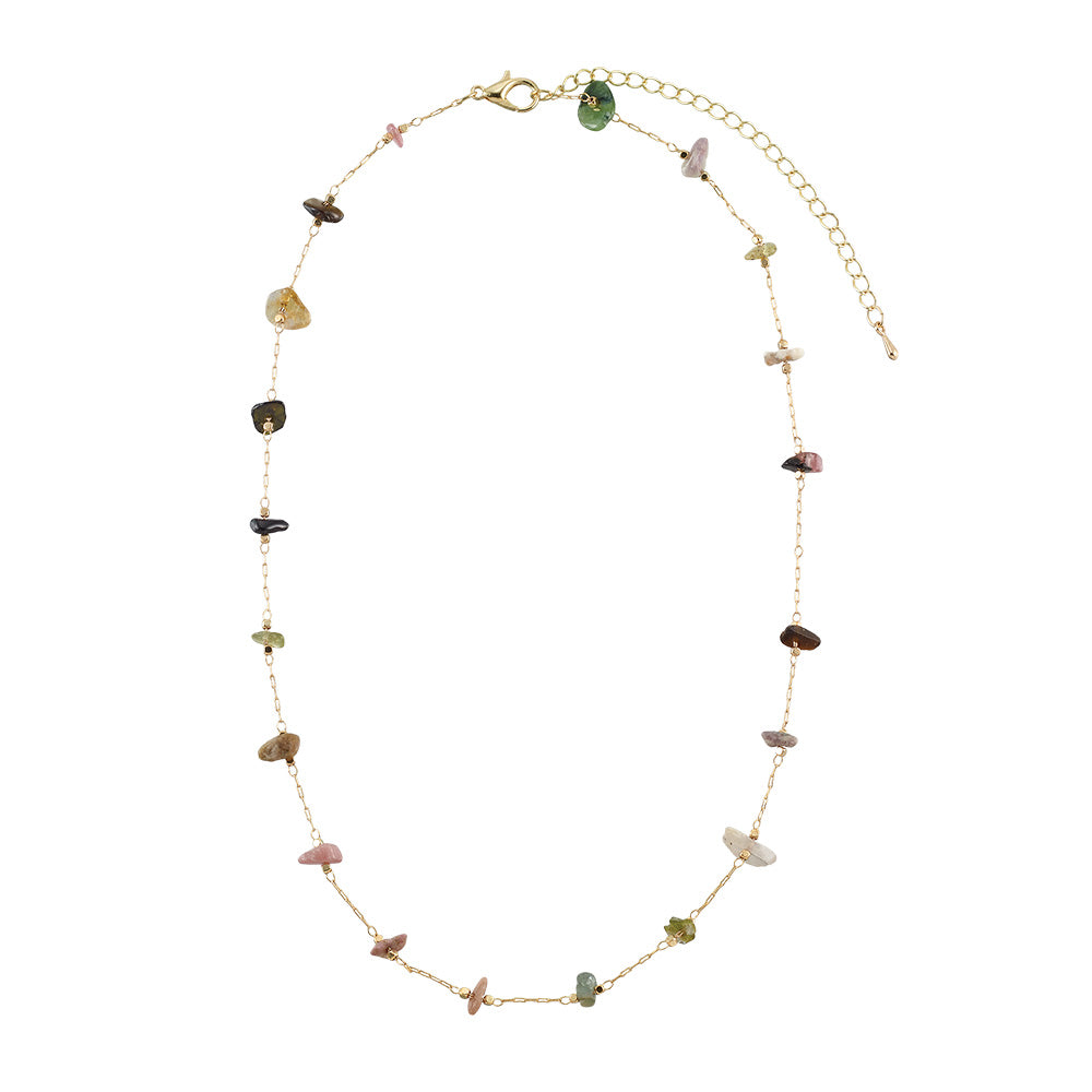 Stone Chip Gold Chain Necklace