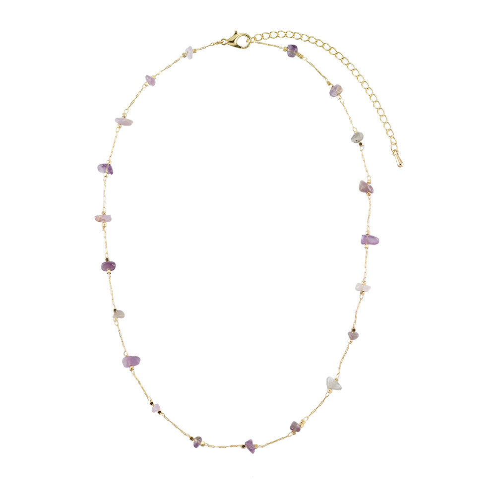 Stone Chip Gold Chain Necklace