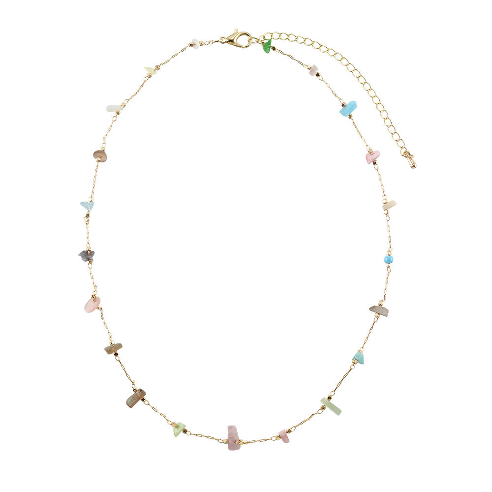 Stone Chip Gold Chain Necklace