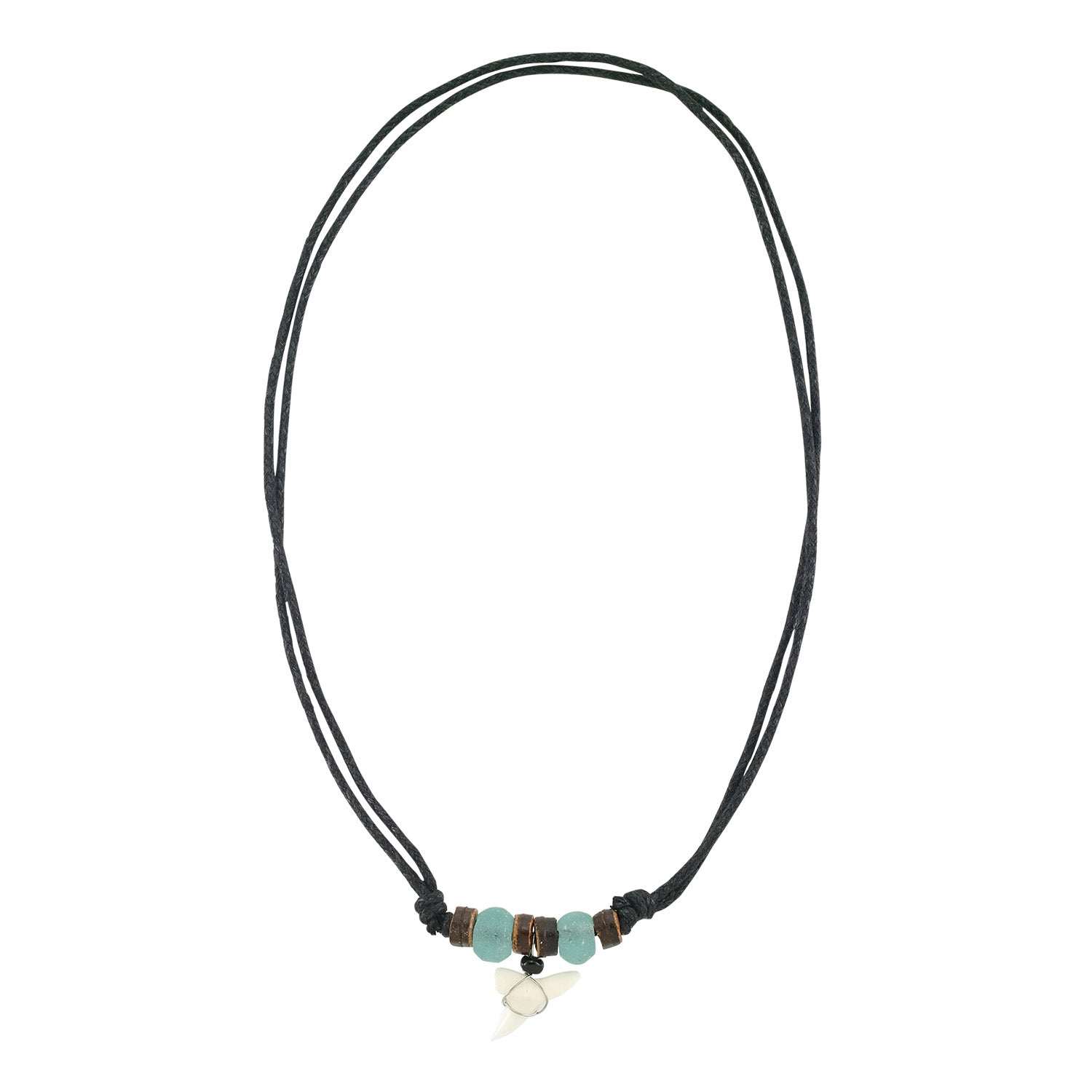 Coco & Frosted Bead Shark tooth Necklace