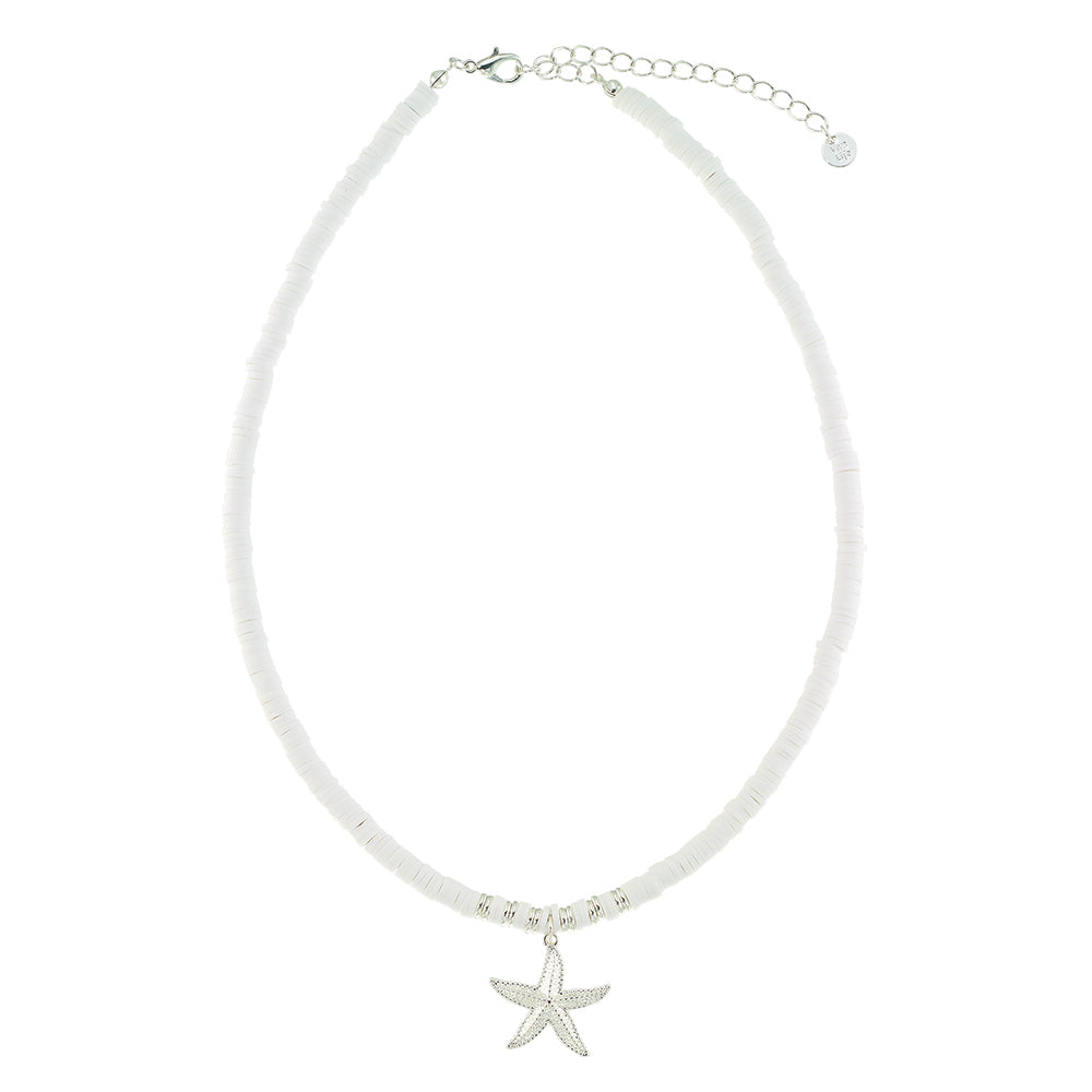 White Fimo/Metallic Starfish 16" Necklace