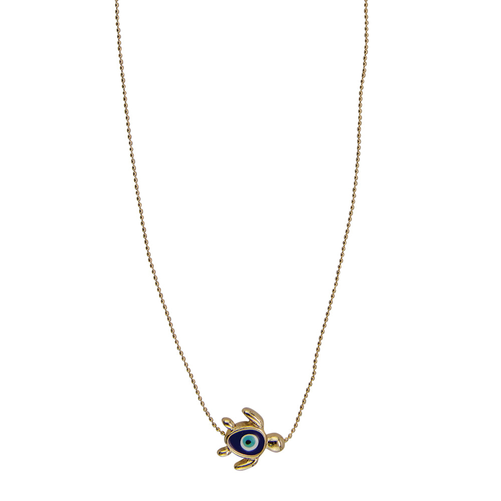 Enamel Eye of Protection Turtle 15" Necklace