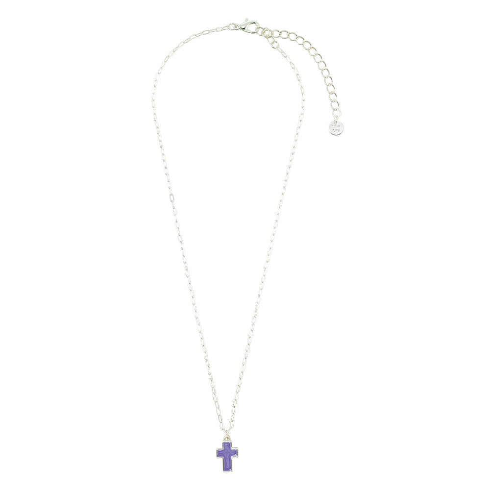 Pearlized Enamel Cross 16" Necklace