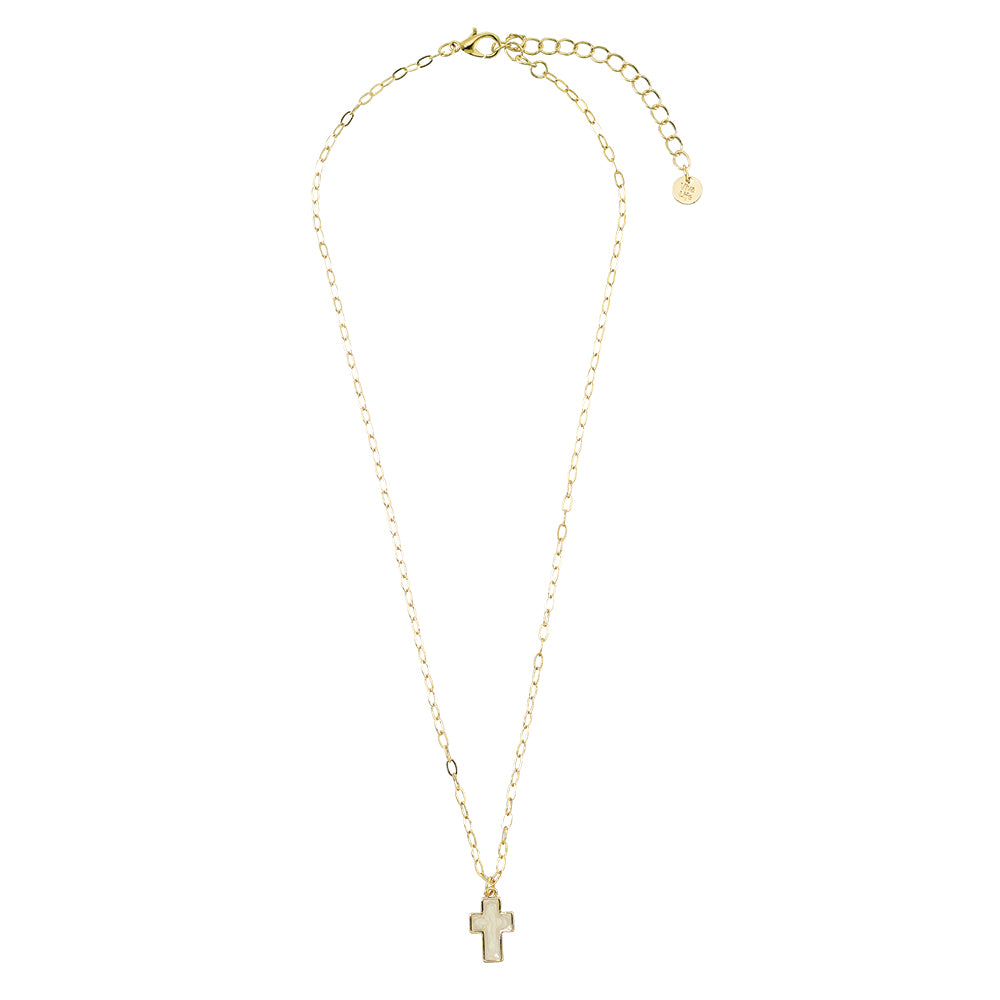 Pearlized Enamel Cross 16&quot; Necklace