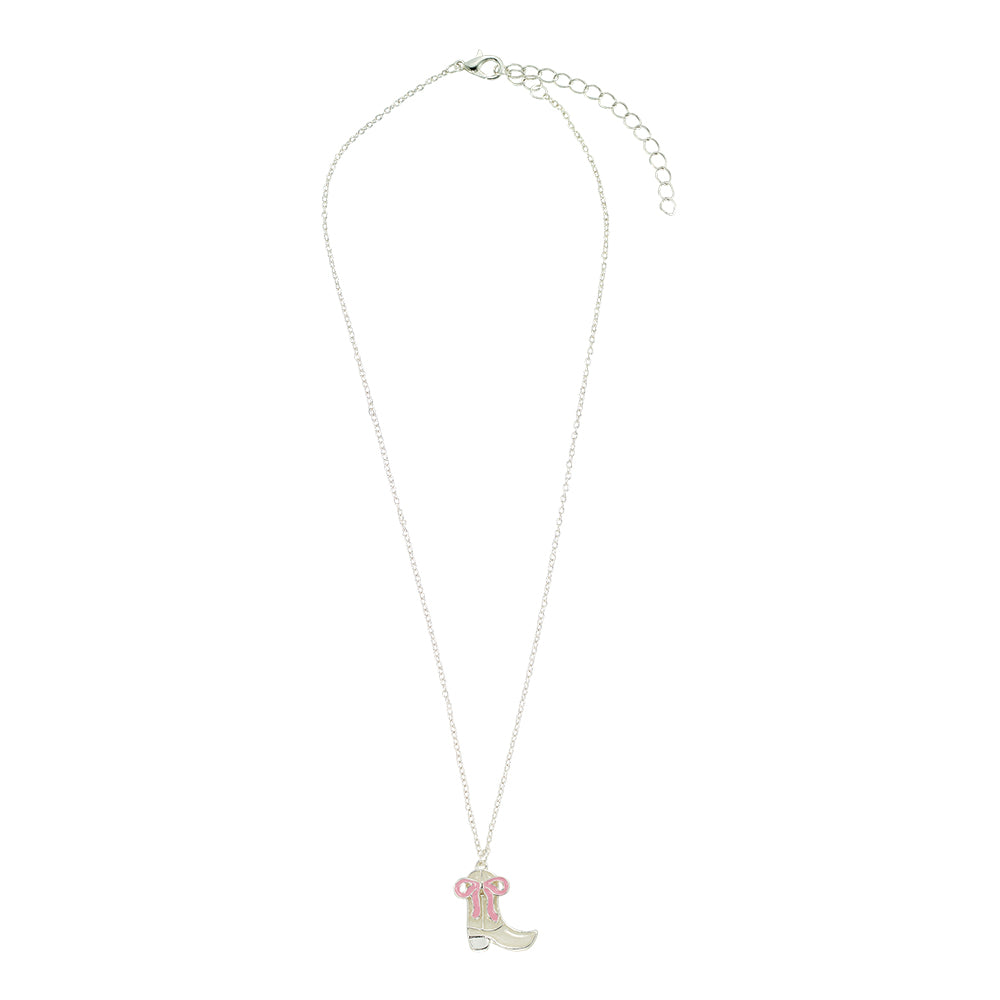 Enamel Cowgirl Boot & Bow 16'' Necklace