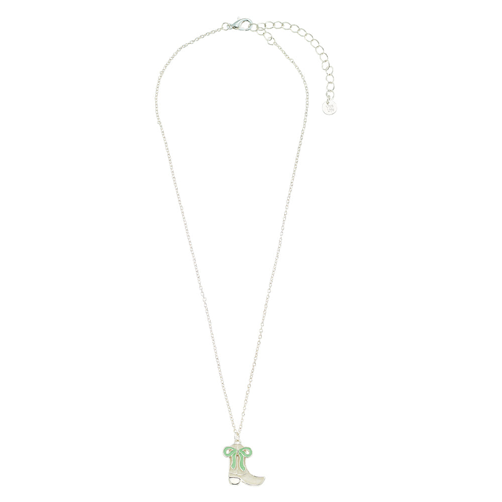 Enamel Cowgirl Boot & Bow 16'' Necklace