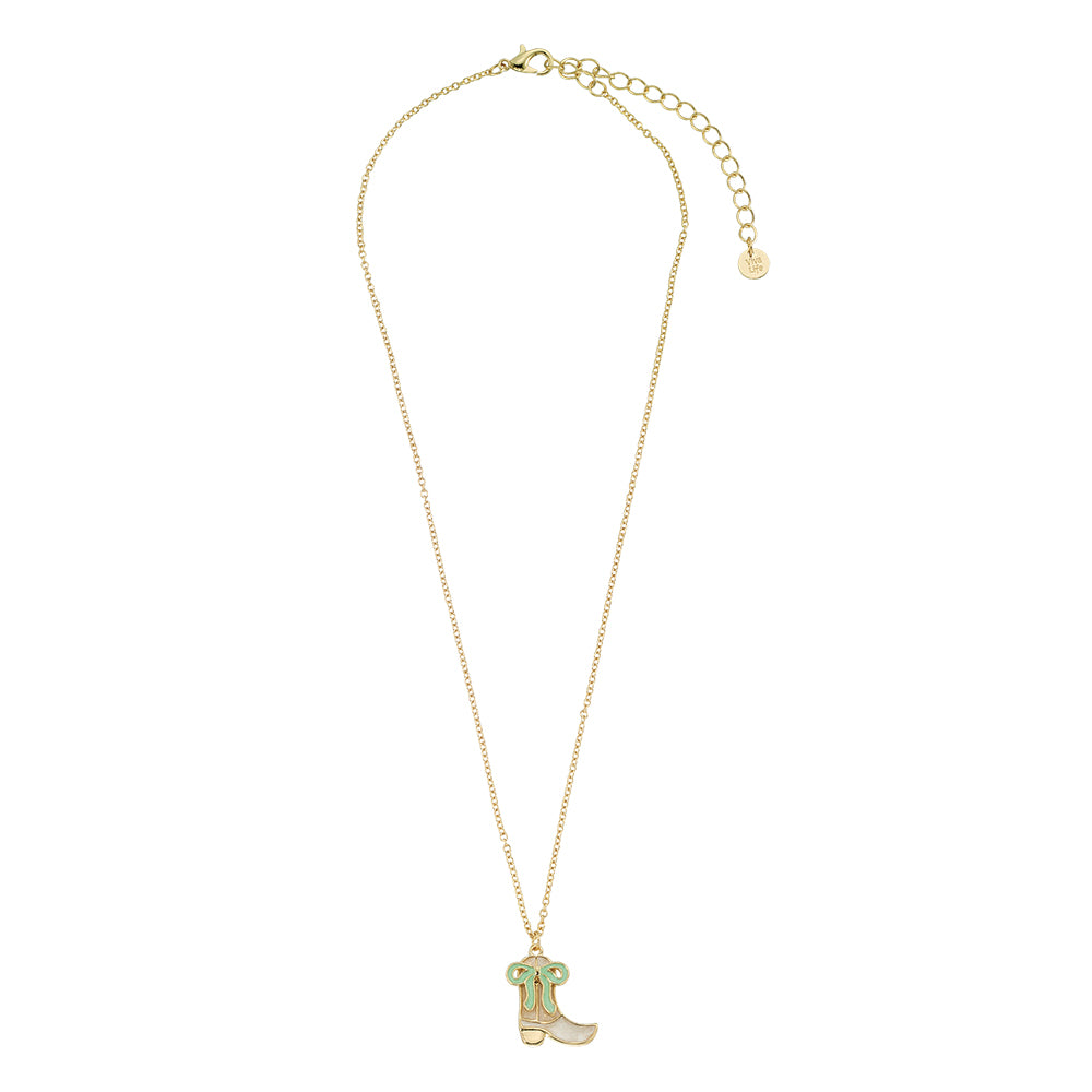 Enamel Cowgirl Boot & Bow 16'' Necklace