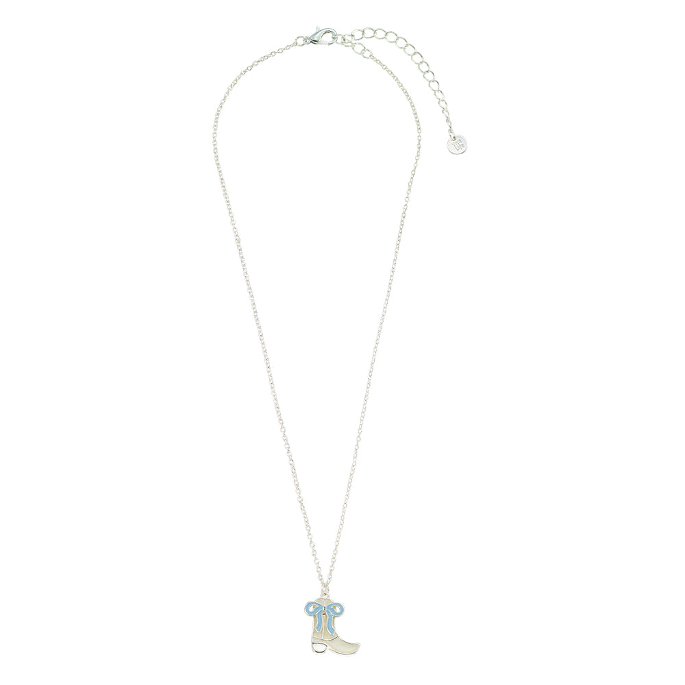 Enamel Cowgirl Boot & Bow 16'' Necklace