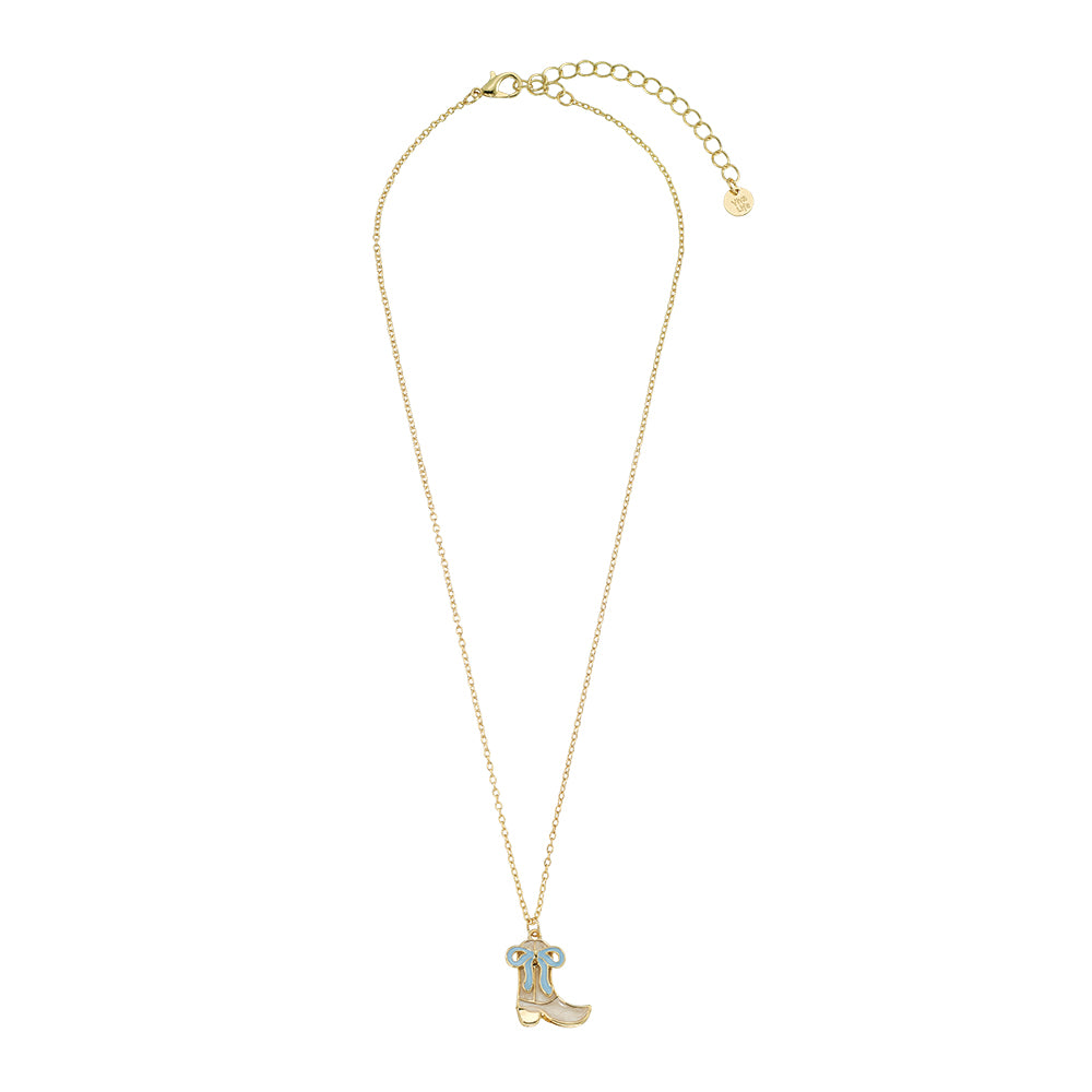 Enamel Cowgirl Boot & Bow 16'' Necklace