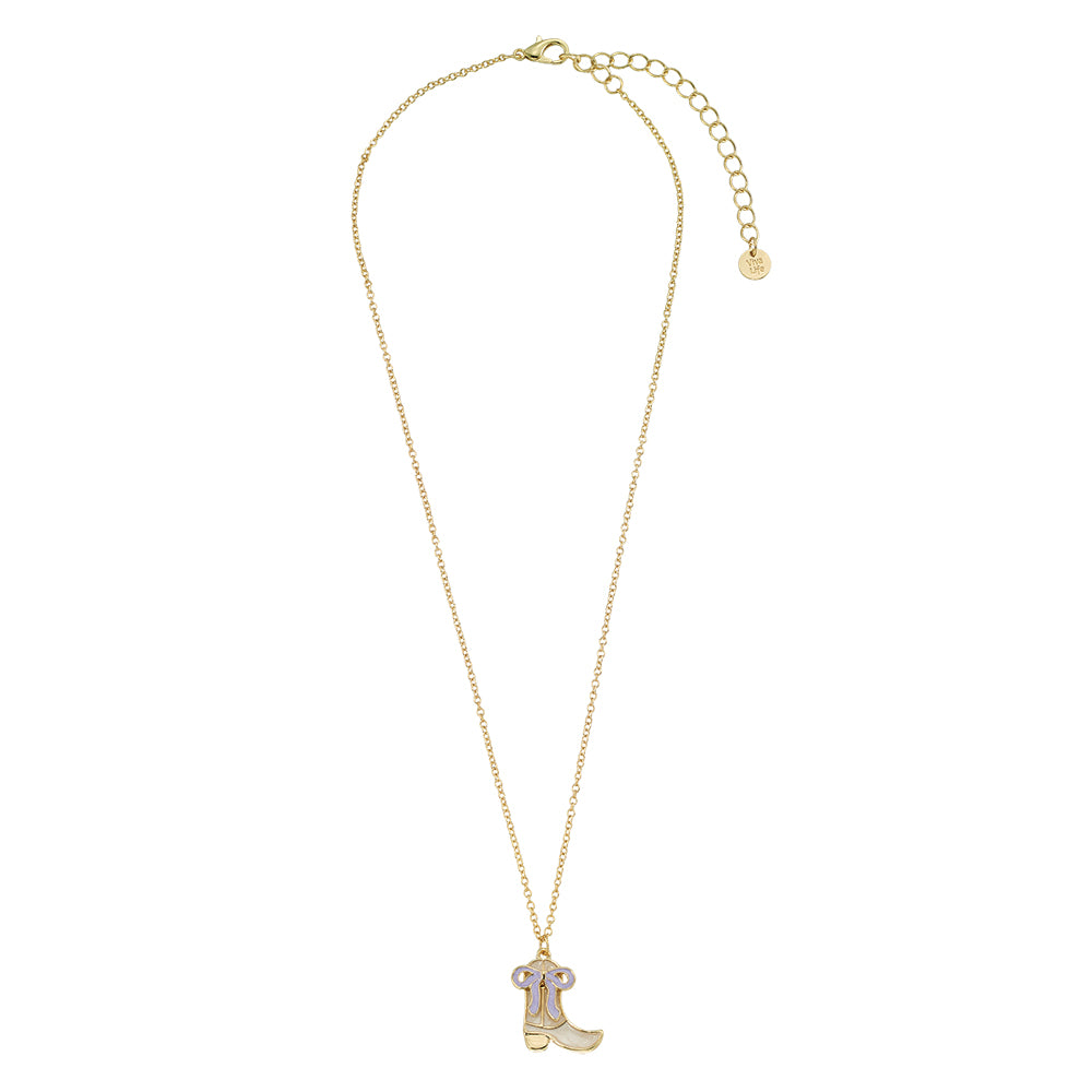 Enamel Cowgirl Boot & Bow 16'' Necklace