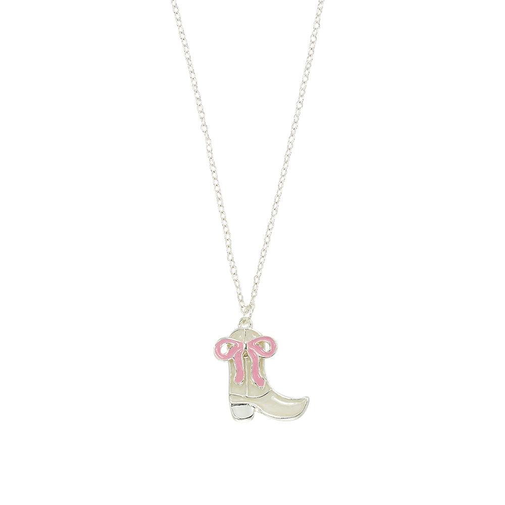 Enamel Cowgirl Boot & Bow 16'' Necklace
