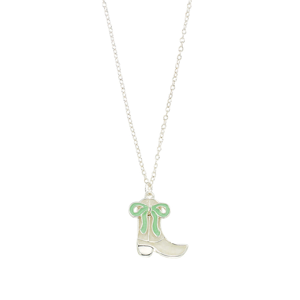 Enamel Cowgirl Boot & Bow 16'' Necklace