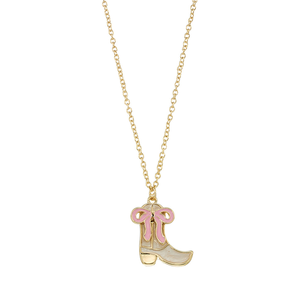 Enamel Cowgirl Boot & Bow 16'' Necklace