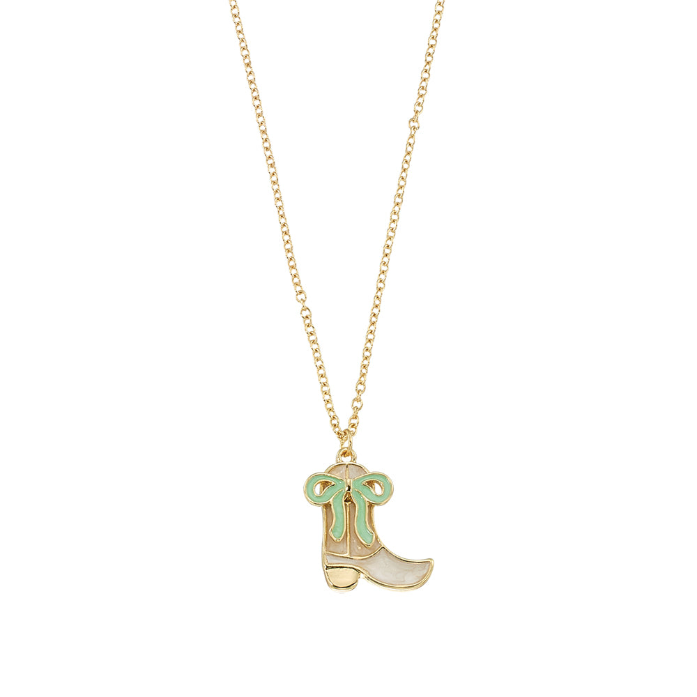 Enamel Cowgirl Boot & Bow 16'' Necklace