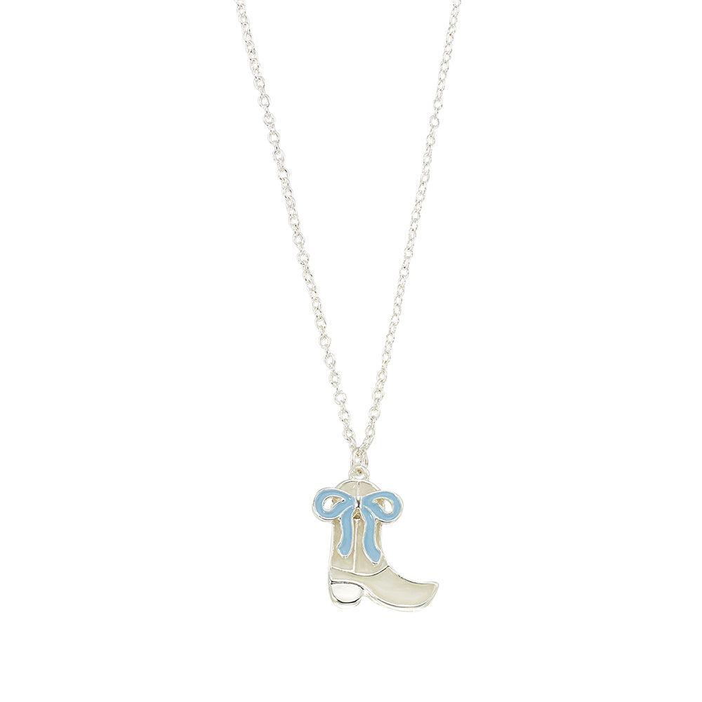 Enamel Cowgirl Boot & Bow 16'' Necklace