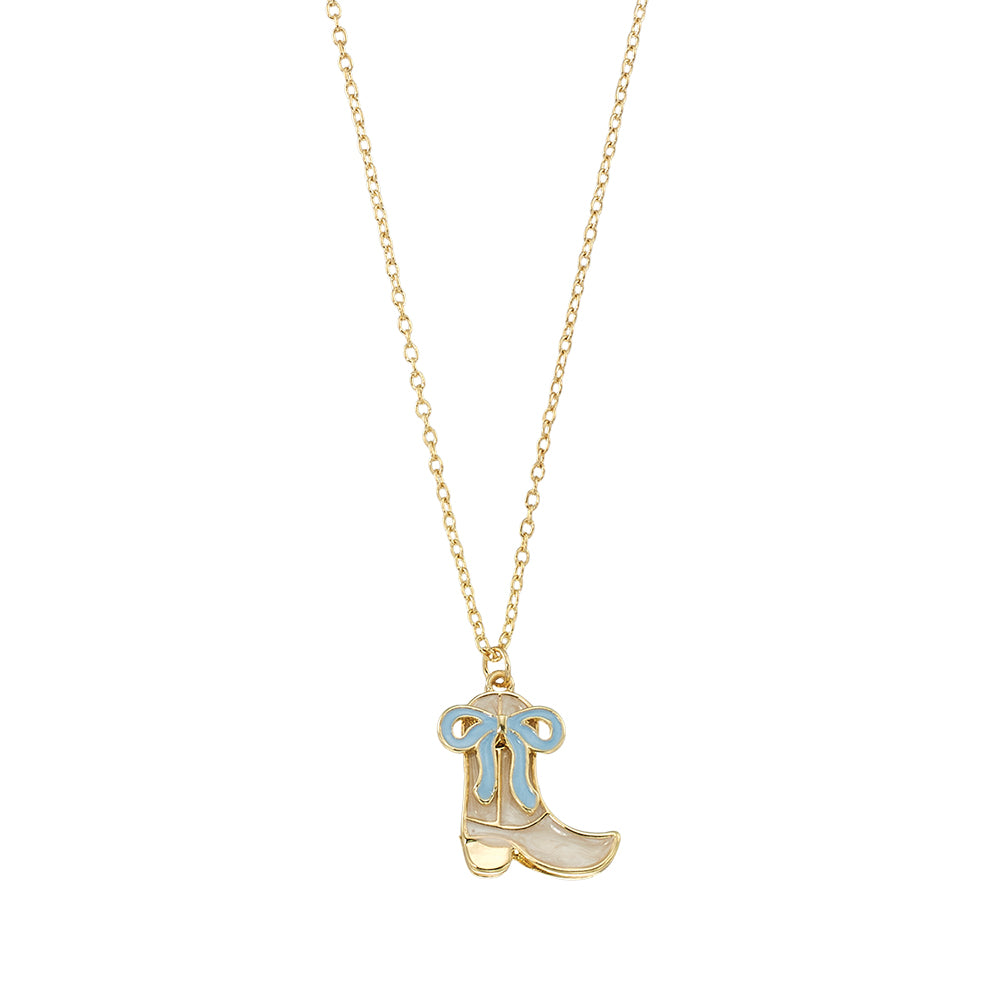 Enamel Cowgirl Boot & Bow 16'' Necklace