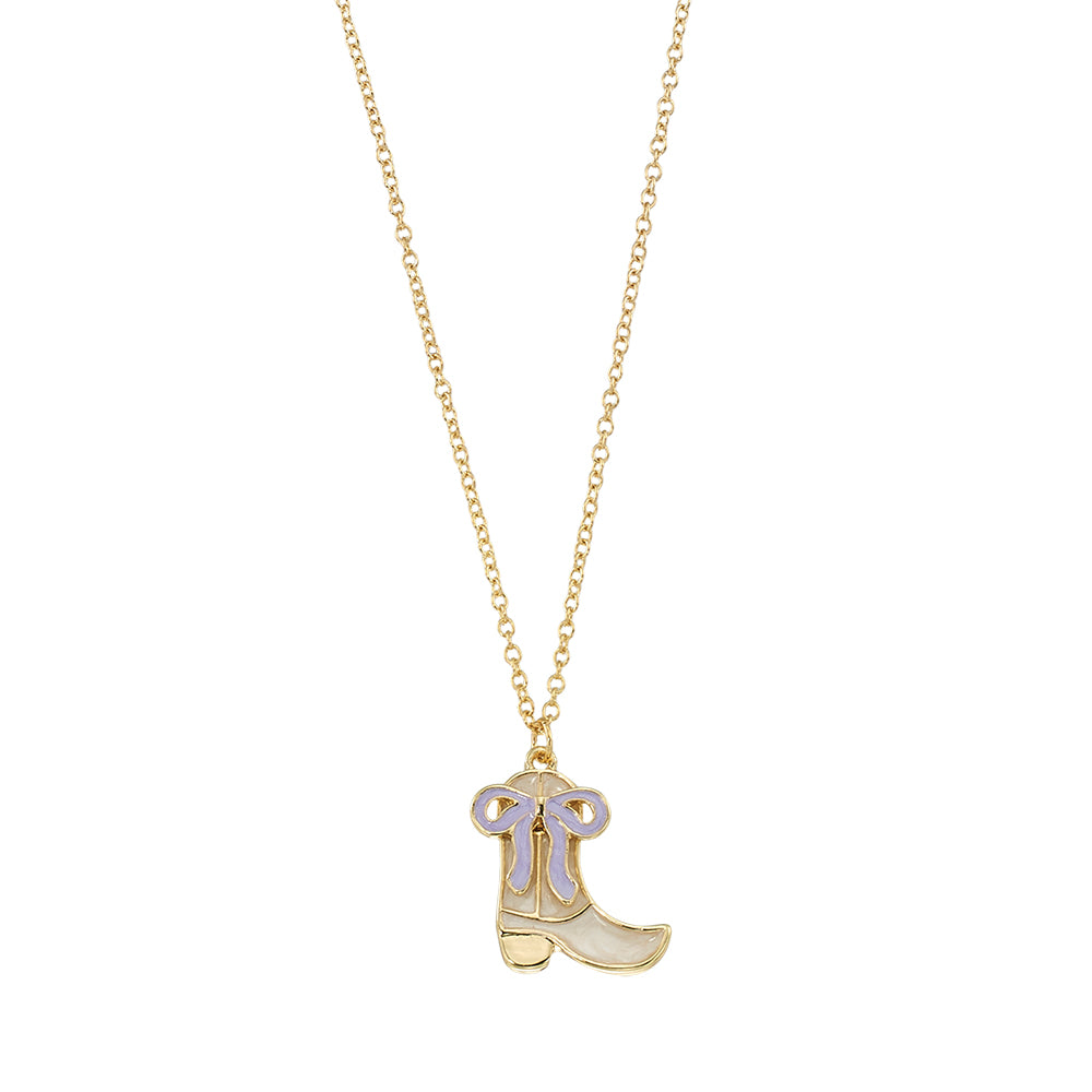 Enamel Cowgirl Boot & Bow 16'' Necklace
