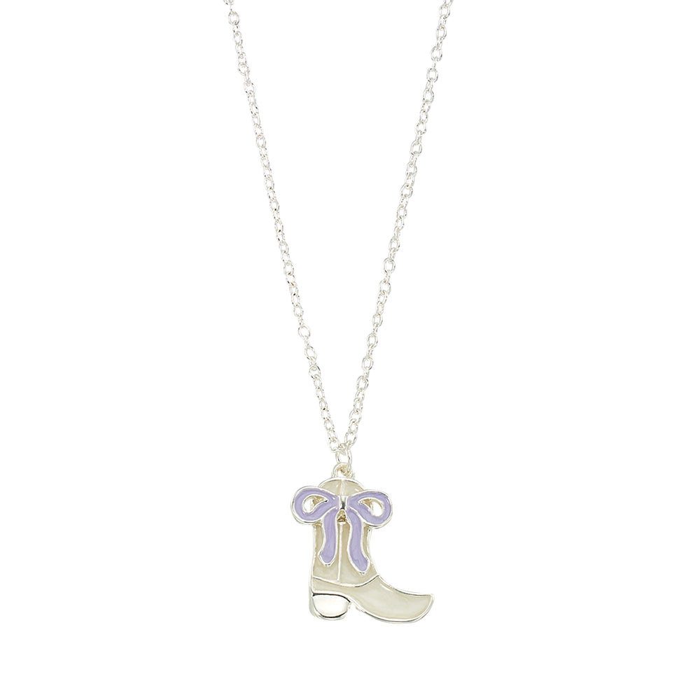 Enamel Cowgirl Boot & Bow 16'' Necklace