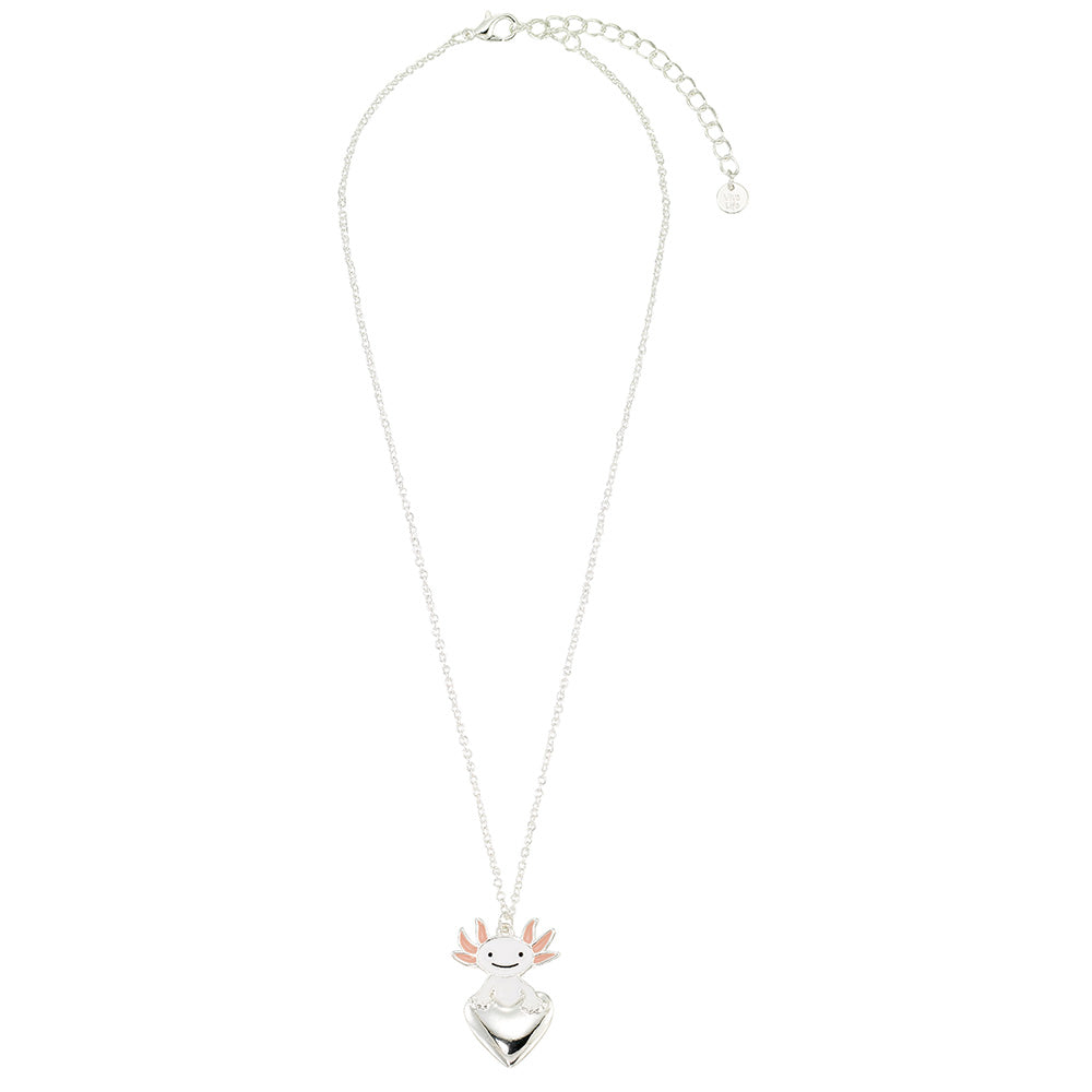 Enamel Axolotl & Heart 16″ Necklace